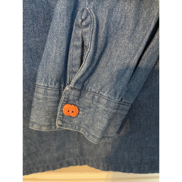 Tantrums Vintage Halloween Denim Button Up Shirt Size XL Applique Embroidered - Picture 8 of 9